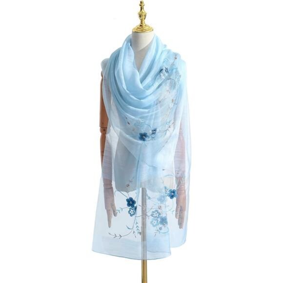 Women Silk & Wool Long and Large Scarf Shawl Wrap For Evening Dress - Picture 2 of 6